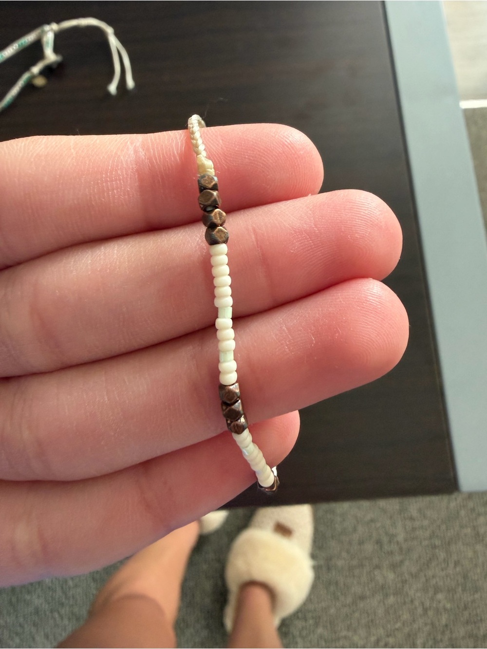 Pura Vida Cream Seed Bead Bracelet with Bronze Accent Beads